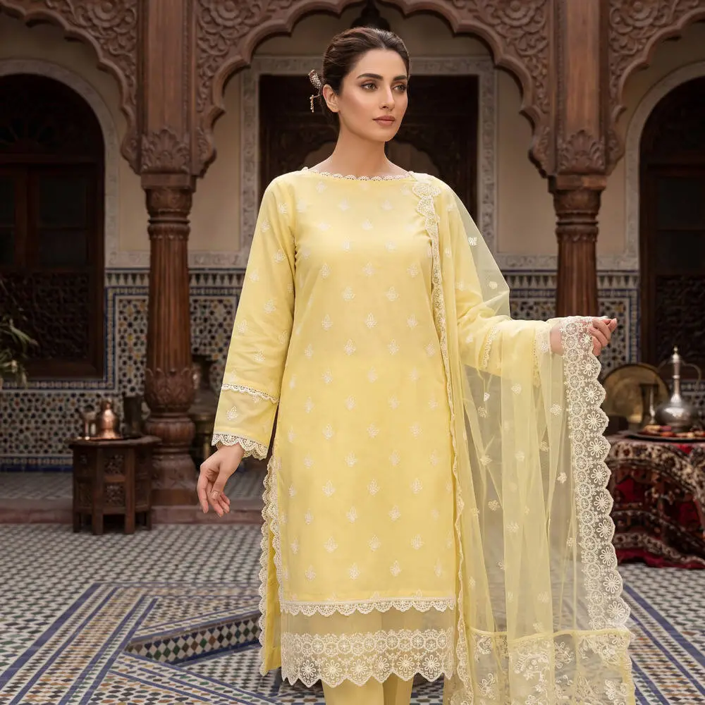 Alkaram Studio 2 Piece Unstitched Embroidered Lawn Suit (Embroidered Shirt & Embroidered Chiffon Dupatta)