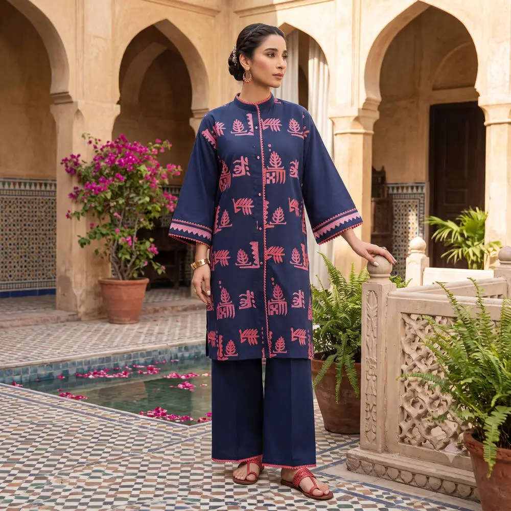 Alkaram Studio 2 Piece Unstitched Embroidered Lawn Suit (Embroidered Shirt & Trouser)