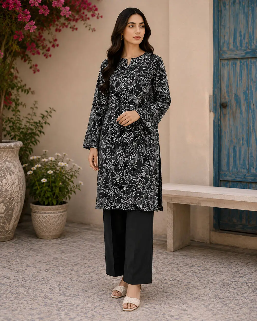 Bareeze 2 Piece Unstitched Embroidered Lawn Suit (Embroidered Front & Sleeves) Design 1