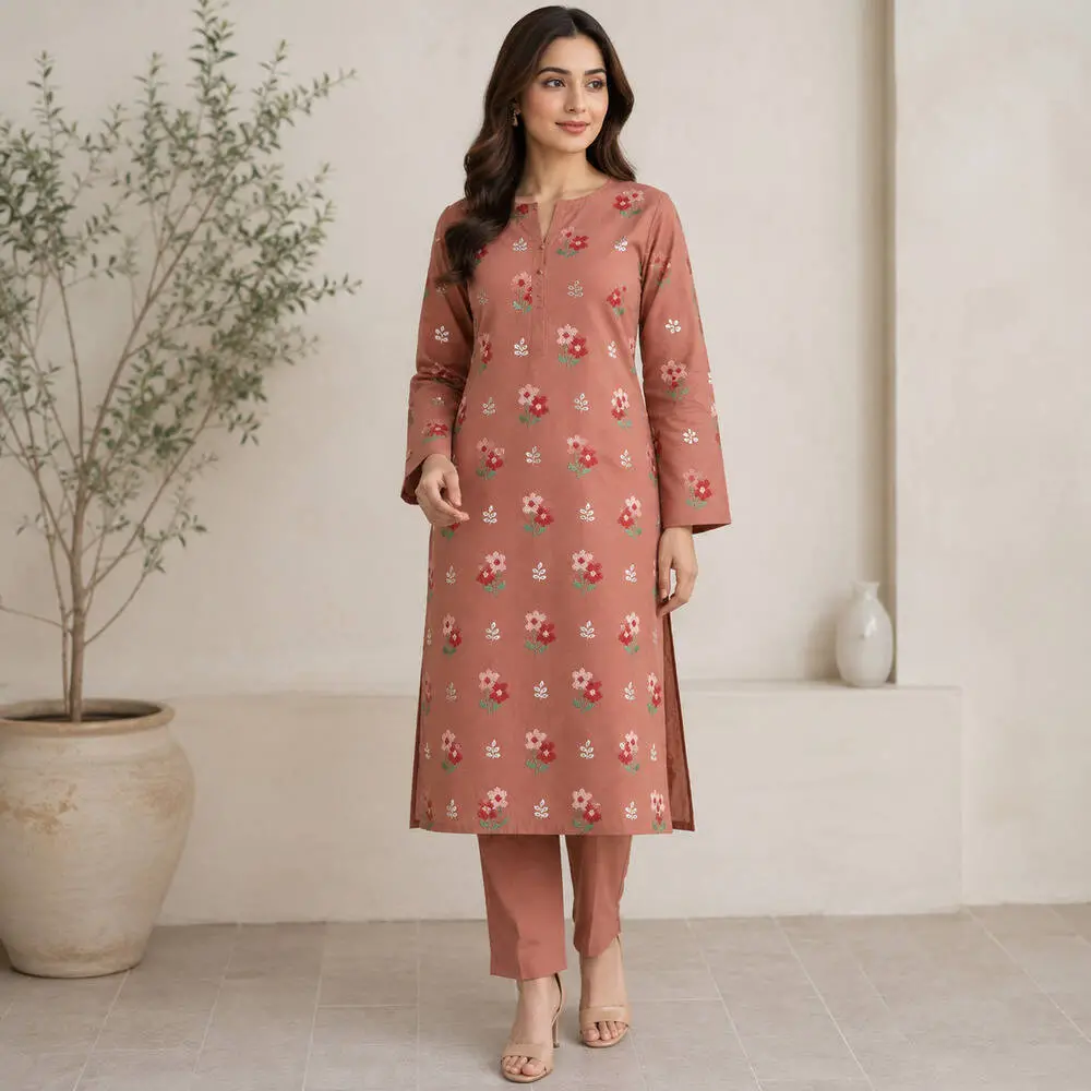 Bareeze 2 Piece Unstitched Embroidered Lawn Suit (Embroidered Front & Sleeves) Design 3