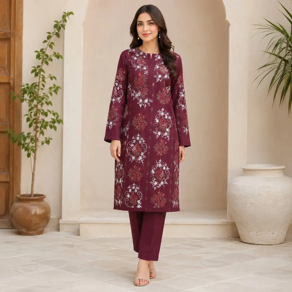 Bareeze 2 Piece Unstitched Embroidered Lawn Suit (Embroidered Front & Sleeves) Design 4