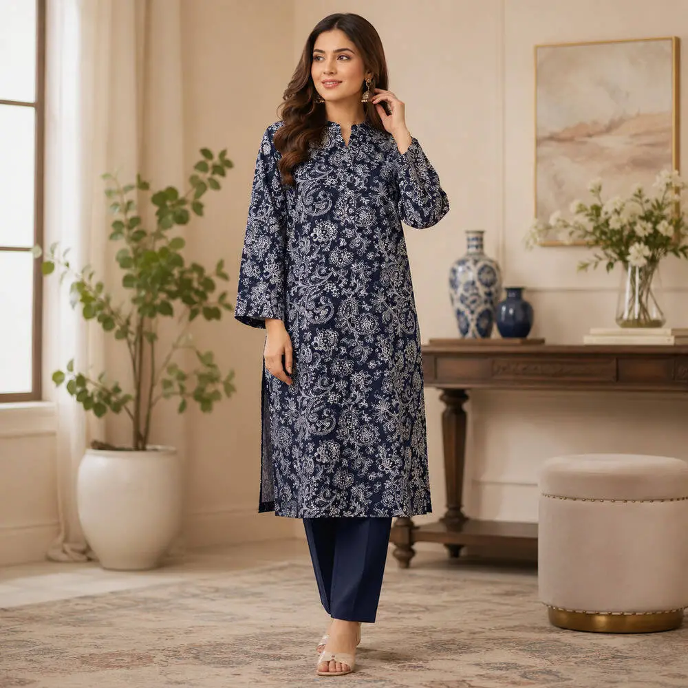 Bareeze 2 Piece Unstitched Embroidered Lawn Suit (Embroidered Front & Sleeves) Design 6
