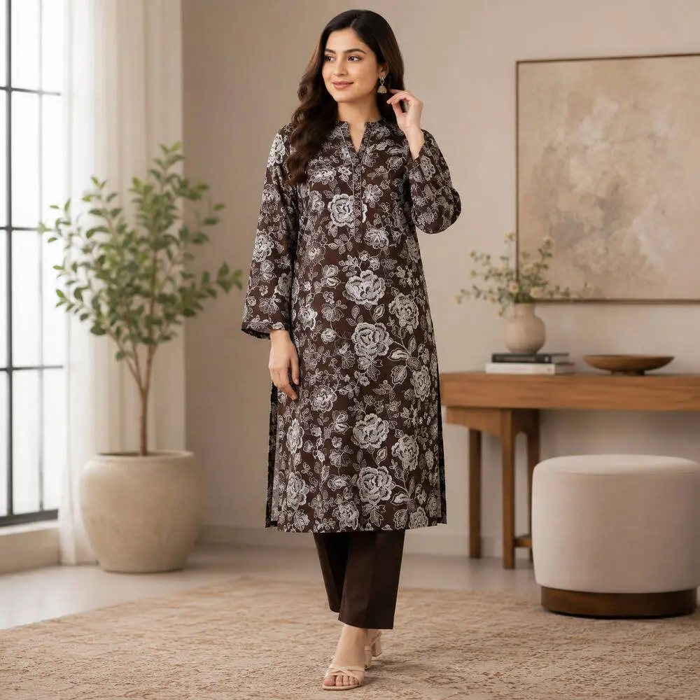Bareeze 2 Piece Unstitched Embroidered Lawn Suit (Embroidered Front & Sleeves) Design 8
