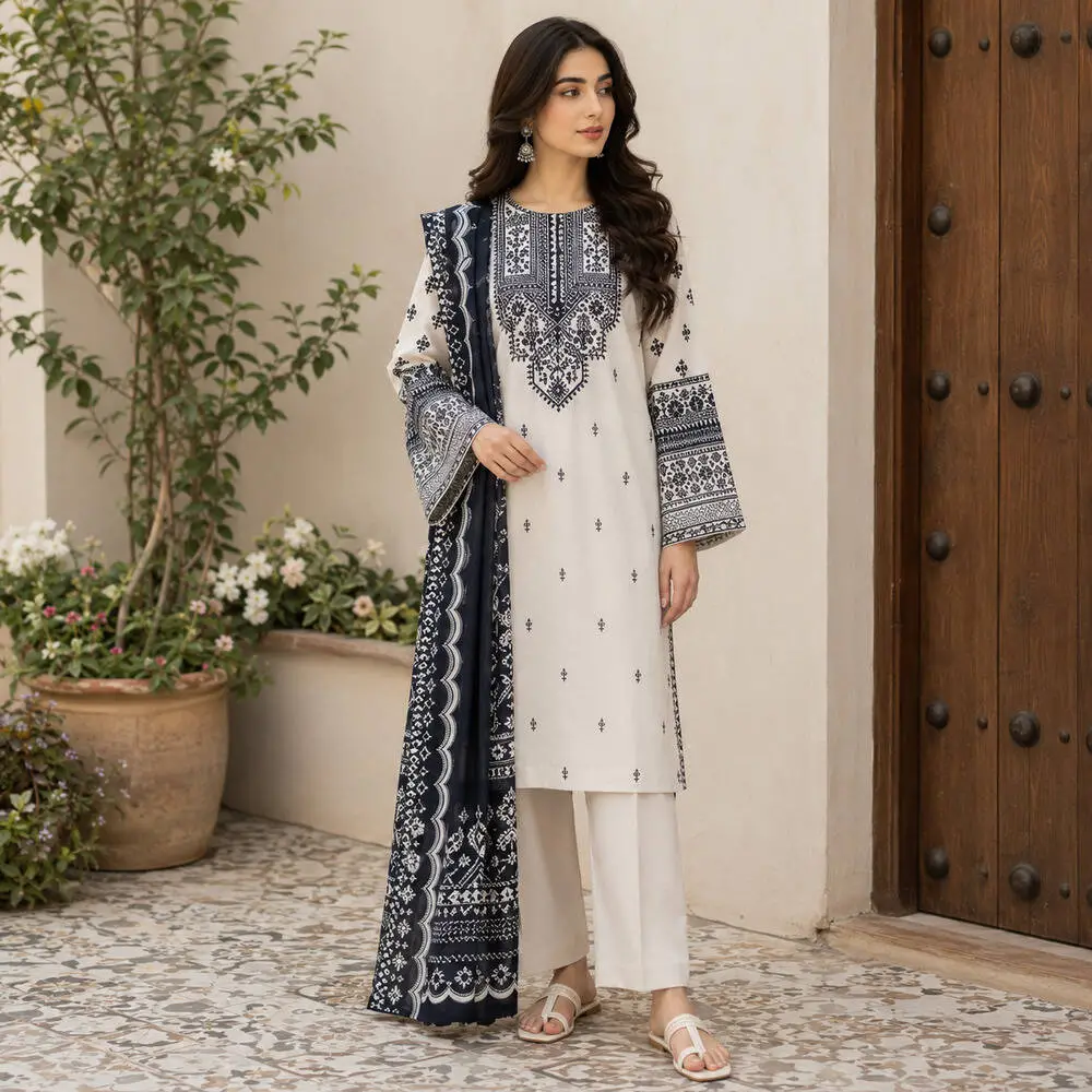 Beechtree 3 Piece Unstitched Lawn Suit with Lawn Dupatta