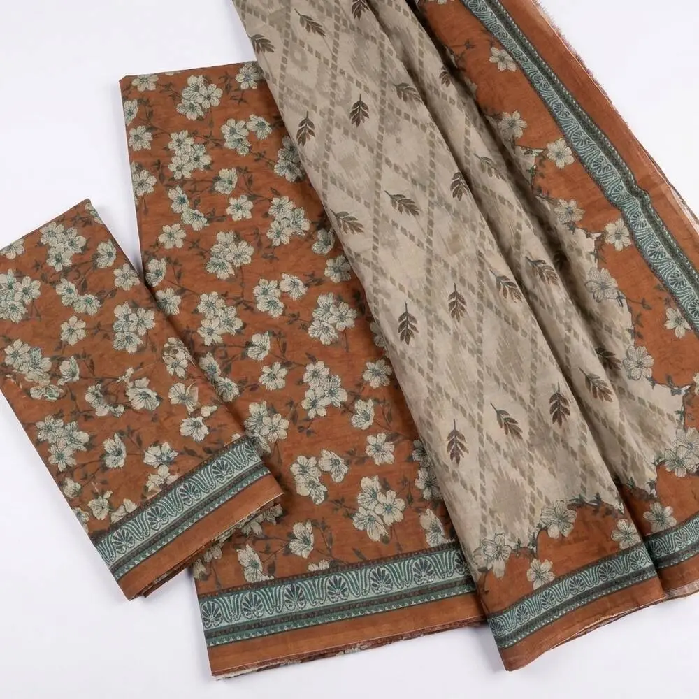 Bin Saeed 3 Piece Unstitched Lawn Suit with Lawn Dupatta Design 3