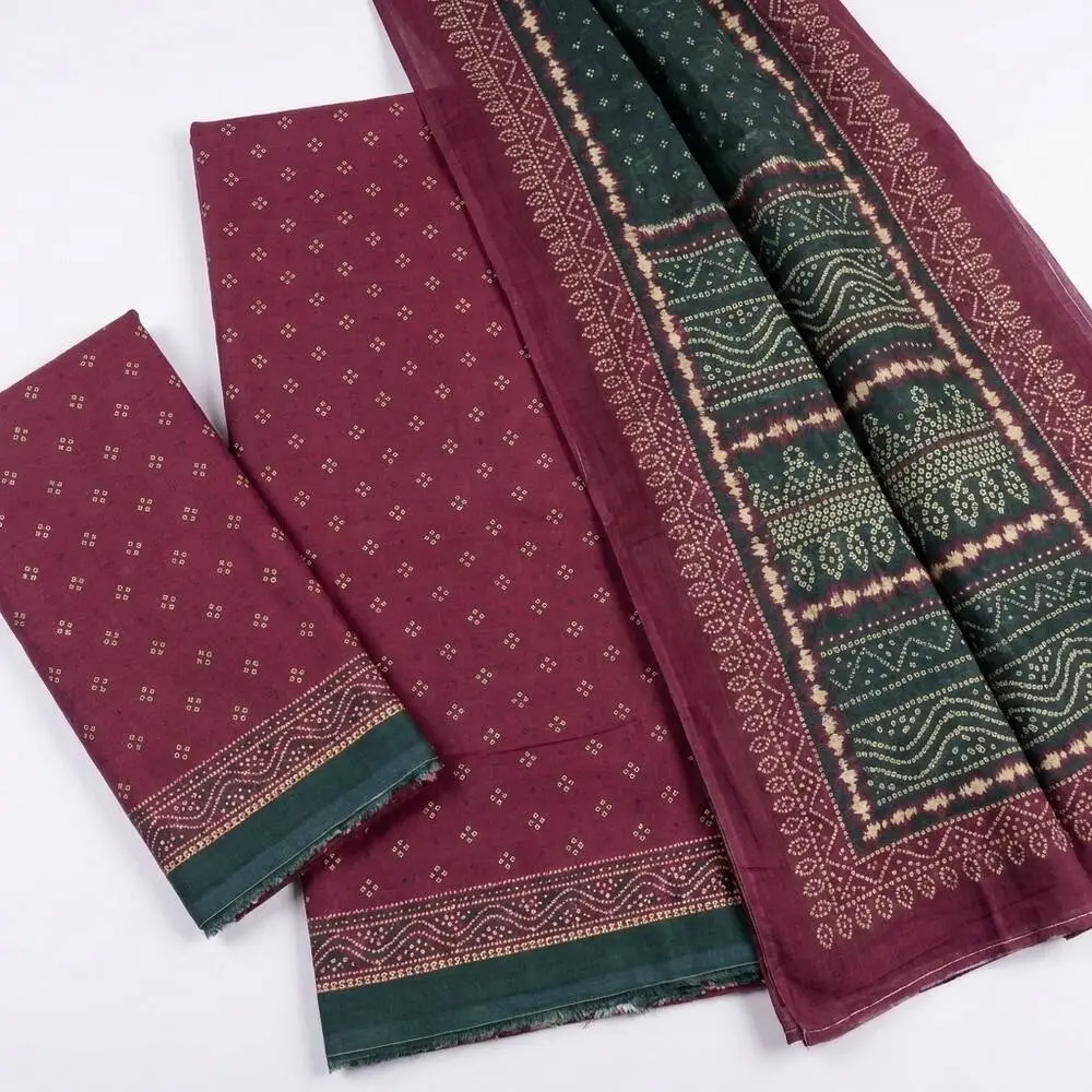 Bin Saeed 3 Piece Unstitched Lawn Suit with Lawn Dupatta Design 4
