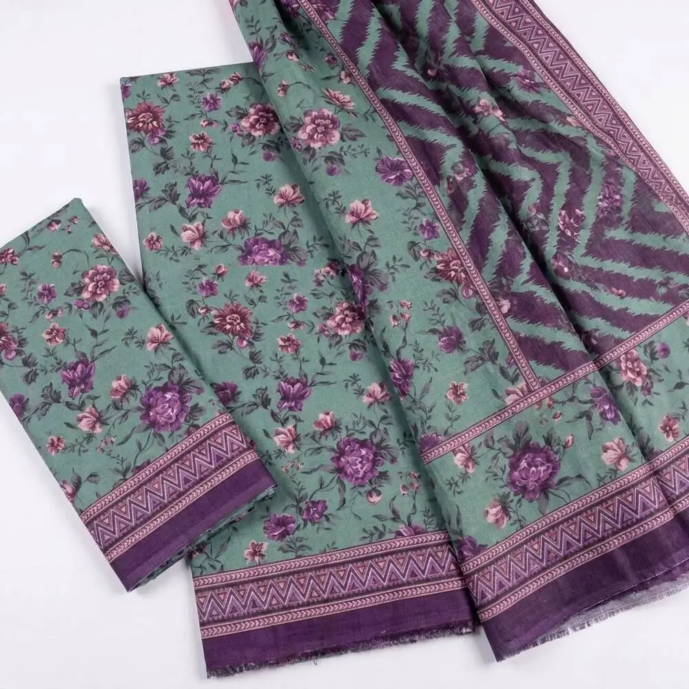 Bin Saeed 3 Piece Unstitched Lawn Suit with Lawn Dupatta Design 6