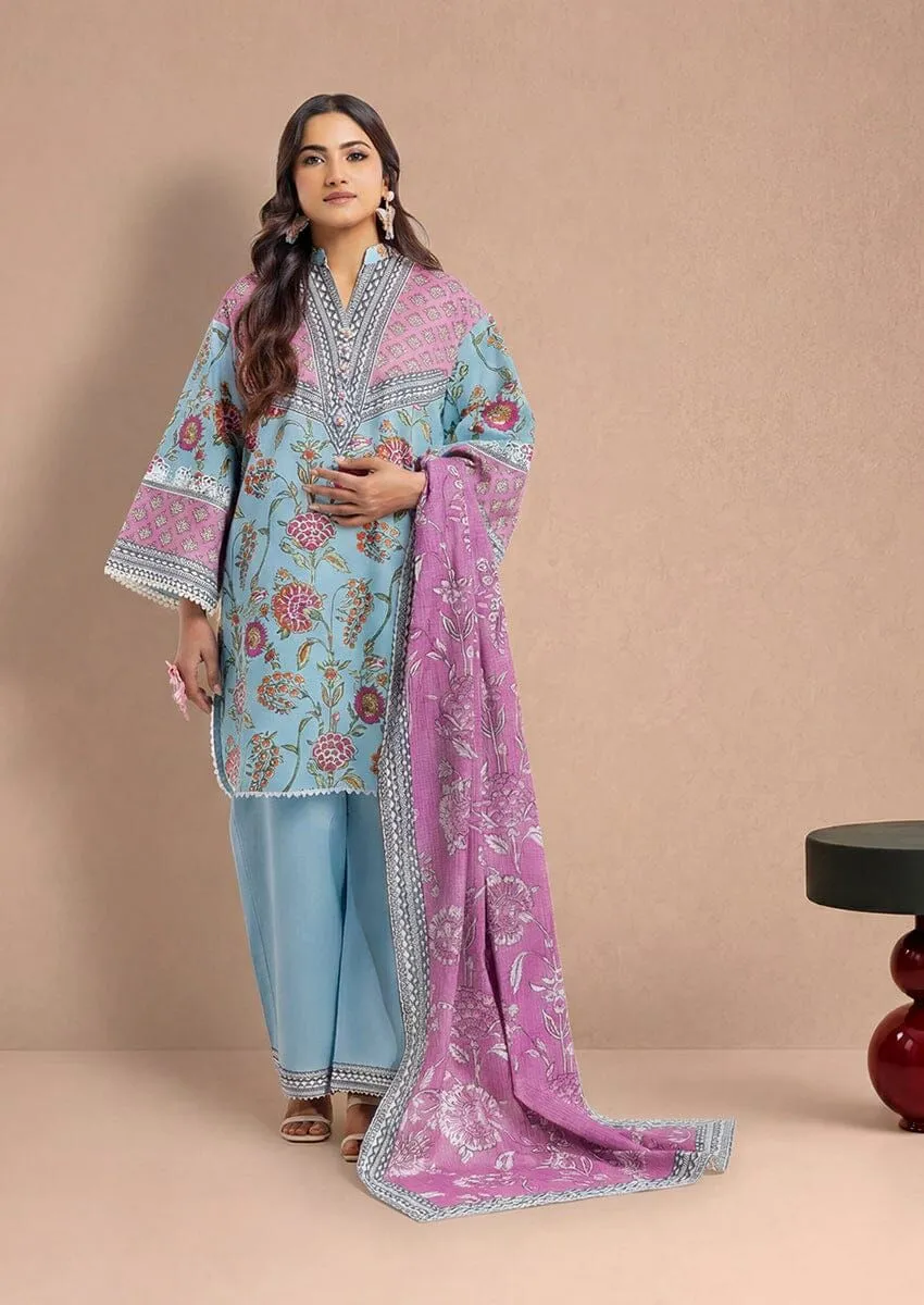 Bonanza Satrangi 3 Piece Unstitched Printed Lawn Suit with Lawn Dupatta Design 12