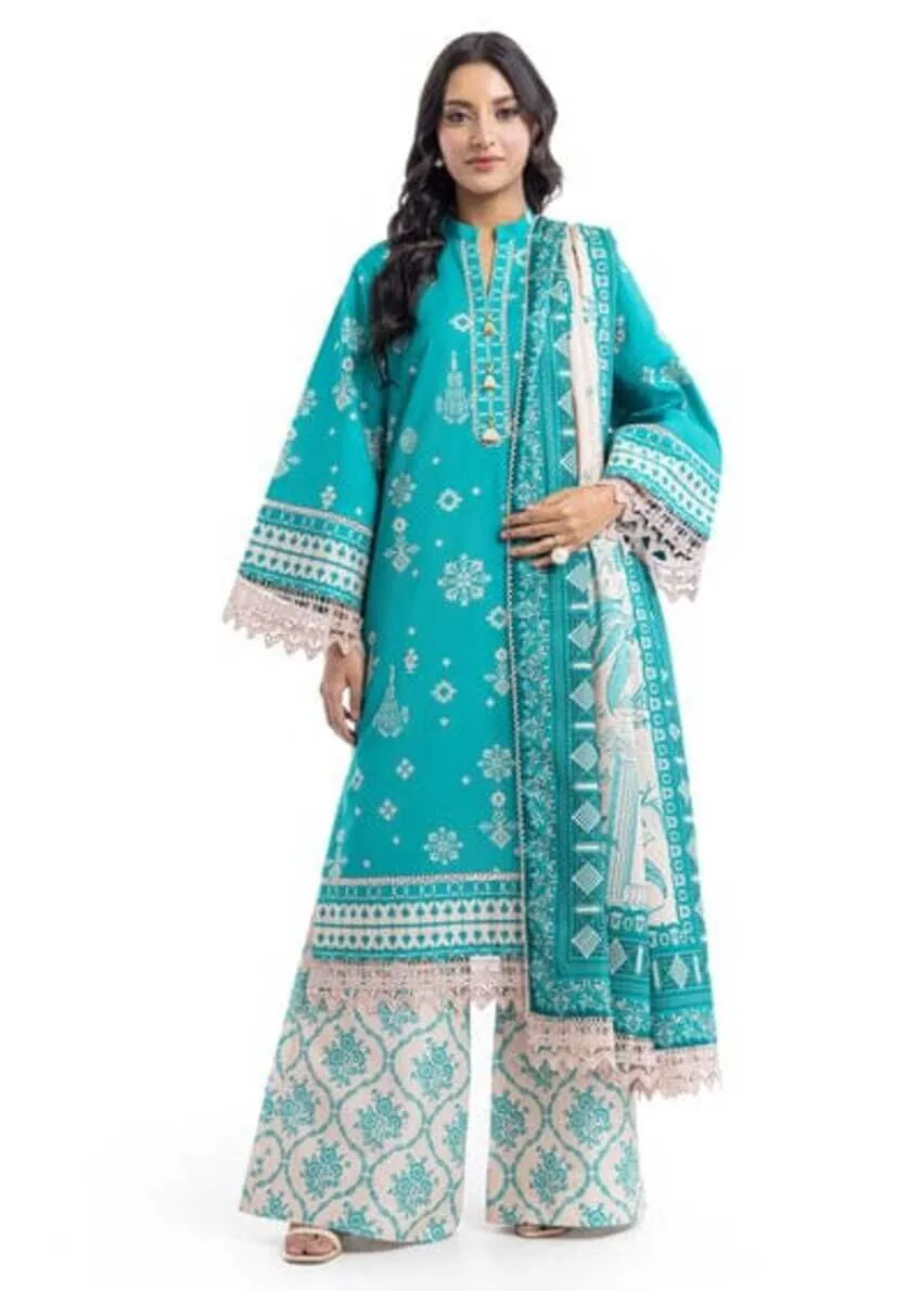 Bonanza Satrangi 3 Piece Unstitched Printed Lawn Suit with Lawn Dupatta Design 5