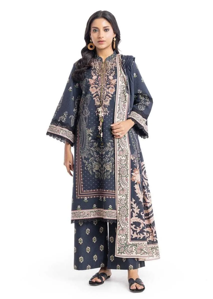 Bonanza Satrangi 3 Piece Unstitched Printed Lawn Suit with Lawn Dupatta Design 8
