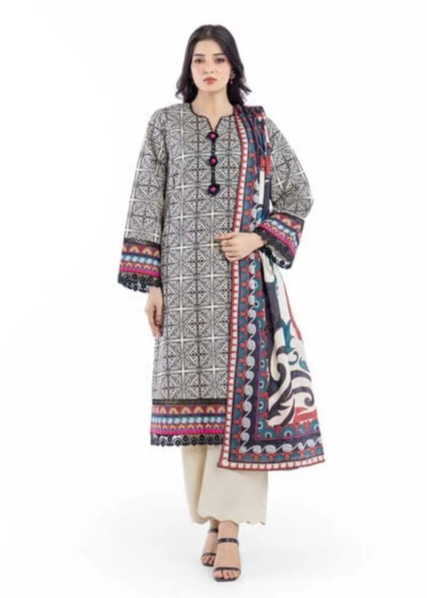 Bonanza Satrangi 3 Piece Unstitched Printed Lawn Suit with Lawn Dupatta Design 9