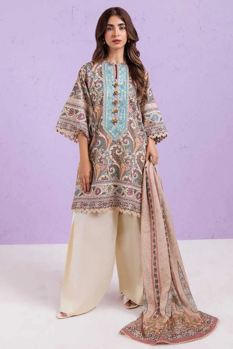 Bonanza Satrangi 3 Piece Unstitched Printed Lawn Suit with Lawn Dupatta Design 10