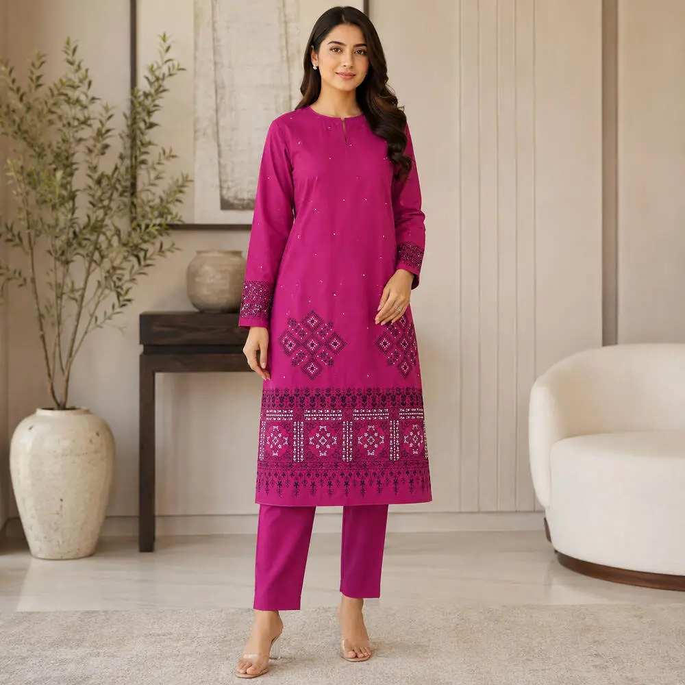 HZ 2 Piece Unstitched Embroidered Lawn Suit (Shirt & Trouser)