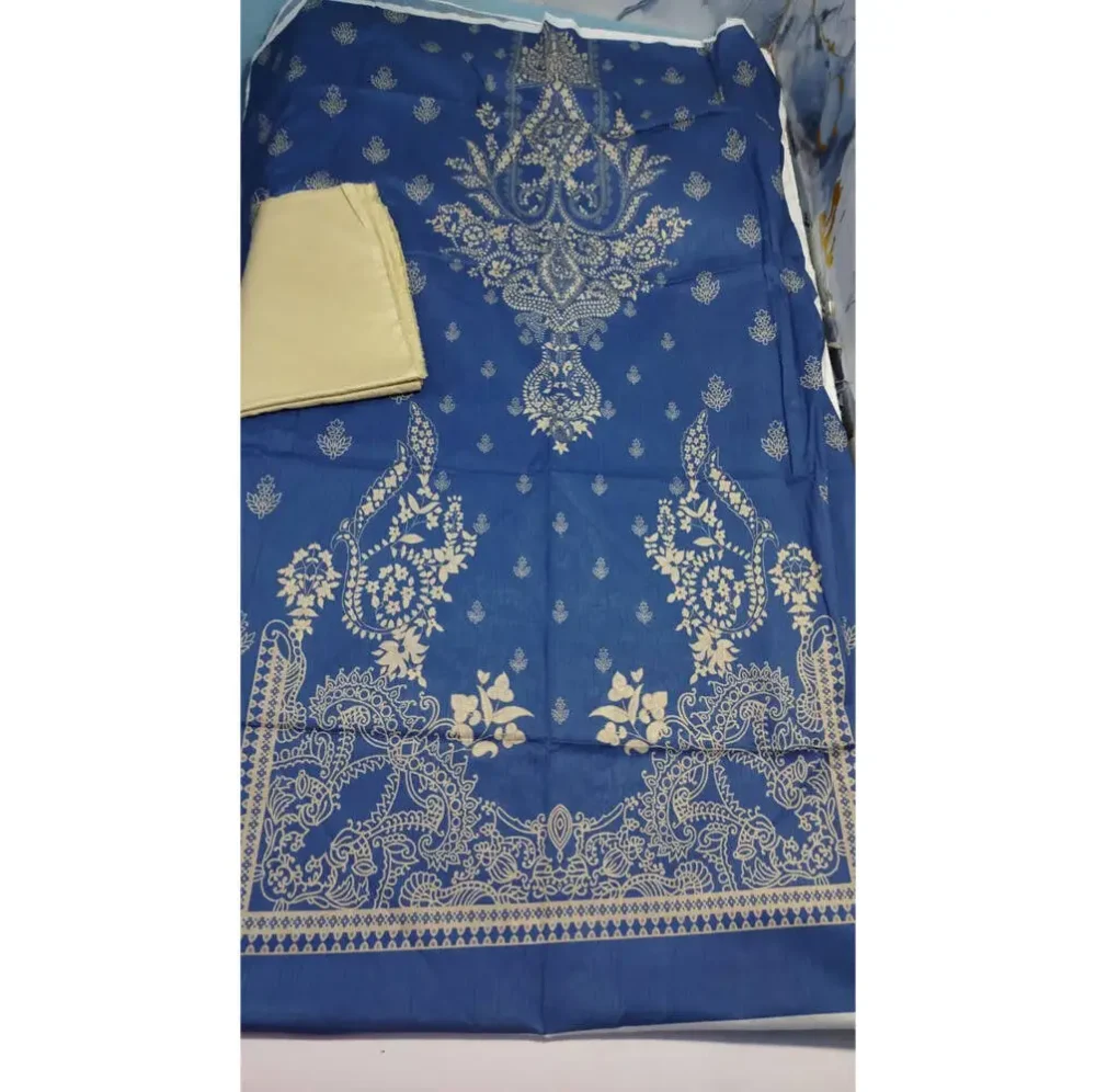 Premium Branded 2 Piece Unstitched Printed Lawn Suit (Printed Shirt & Plain Trouser) Design 8