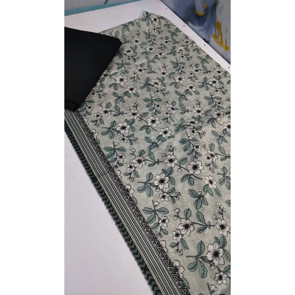 Premium Branded 2 Piece Unstitched Printed Lawn Suit (Printed Shirt & Plain Trouser) Design 5