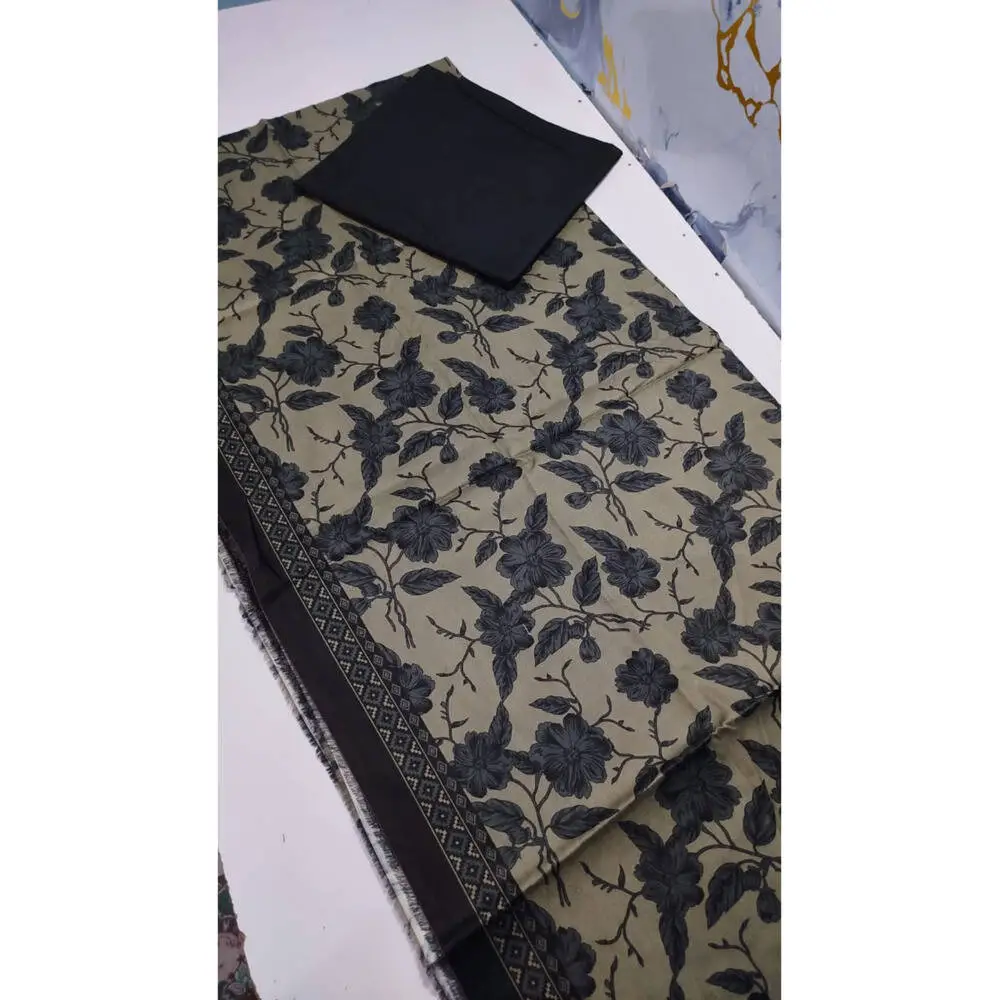 Premium Branded 2 Piece Unstitched Printed Lawn Suit (Printed Shirt & Plain Trouser) Design 7