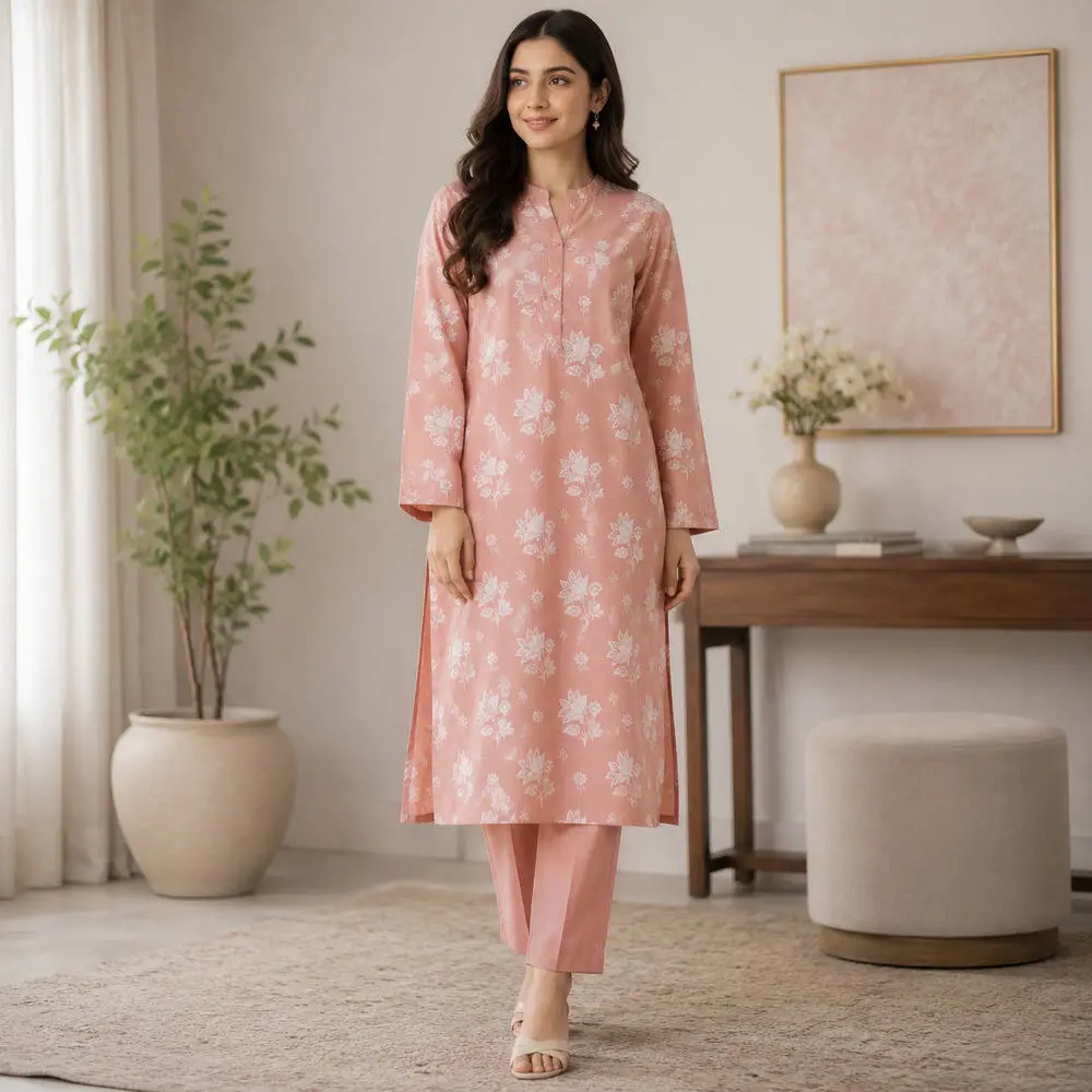 Saya 2 Piece Unstitched Block Printed Lawn Suit (Shirt & Trouser)