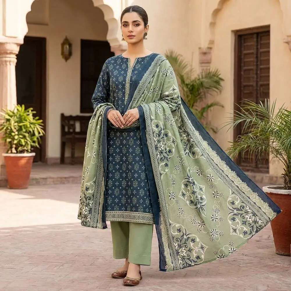 Saya 3 Piece Unstitched Lawn Suit with Lawn Dupatta