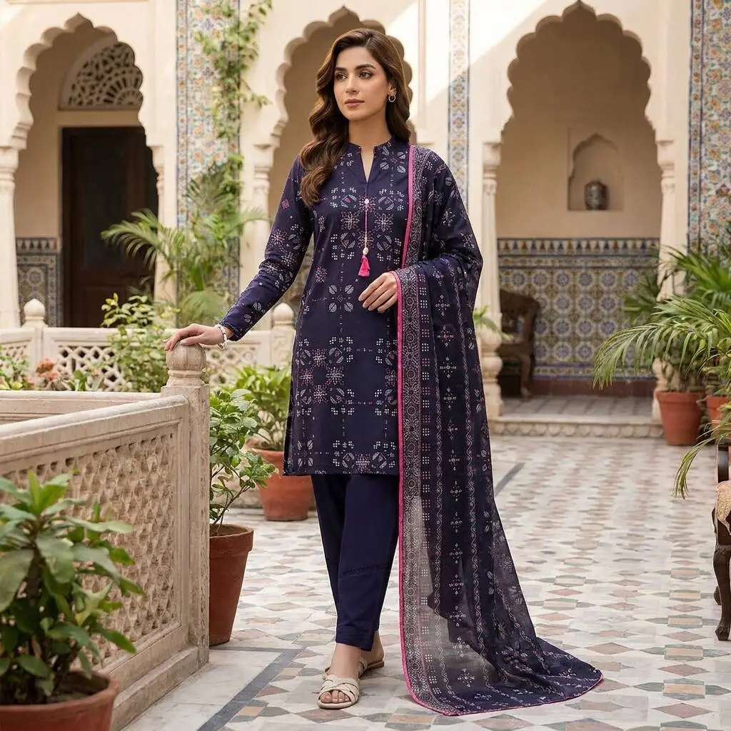 Saya 3 Piece Unstitched Printed Lawn Suit with Lawn Dupatta